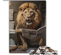 Rompecabezas para Adultos: León Leyendo periódico. Rompecabezas Imposible para Adultos, tamaño 50x75cm. Juego Familiar Interactivo, desafío Mental, Juguete Educativo.