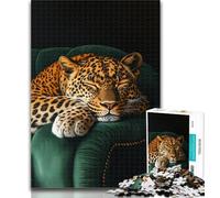 Rompecabezas para Adultos Leopardo en el sofá, 1000 Piezas, Ideal para la interacción Entre Padres e Hijos, 26x38cm