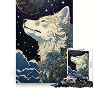 Rompecabezas para Adultos Lobo a la luz de la Luna de 1000 Piezas Pensamiento estratégico, atención Plena, Escape, Ajuste preciso, Bonito Regalo (38x26cm)
