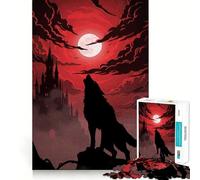 Rompecabezas para Adultos Lobo Aullando a la Luna,1000 Piezas,Juego de Entrenamiento cognitivo,Encaje Huecos,Actividad Relajante para la Mente (38x26cm)