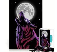 Rompecabezas para Adultos Lobo Aullando a la Luna,1000 Piezas,Juego para estimular la Mente,diseño Ajustado sin Huecos,Regalo de cumpleaños,Juguete para ejercitar la Mente (38x26cm)