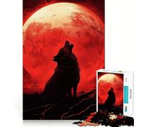 Rompecabezas para Adultos Lobo Aullando a la Luna de Sangre de 1000 Piezas Juego de Memoria Mental de Alta precisión Manualidad para Momentos de Tranquilidad y Ejercicio Mental en casa (38x26cm)