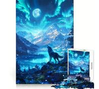 Rompecabezas para Adultos: Lobo Aullando bajo la Luna, 1000 Piezas, Ejercicio Mental, Ocio Consciente, Cierre Seguro, (38x26cm)