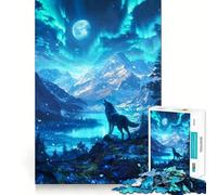 Rompecabezas para Adultos Lobo Aullando bajo la Luna de 1000 Piezas Juego de Memoria Mental de Alta precisión Manualidad para Momentos de Tranquilidad y Ejercicio Mental en casa (50x75cm)