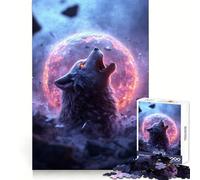 Rompecabezas para Adultos Lobo Aullando en un Planeta en Llamas de 1000 Piezas Ideal para el Bienestar Mental, una Actividad Relajante y con Bordes Afilados (50x75cm)