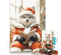 Rompecabezas para Adultos Lobo con Traje de Papá Noel de 1000 Piezas Juego de Memoria Mental de Alta precisión Manualidad para Cortar Tiempo de Tranquilidad Ejercicio Mental en casa (38x26cm)