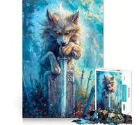 Rompecabezas para Adultos Lobo en el Cementerio de 1000 Piezas Diversión para desarrollar la Memoria Ajuste Estable,sin Piezas Que se muevan Compacto Ideal para Jugar en Familia (38x52cm)