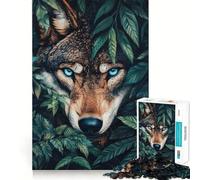 Rompecabezas para Adultos Lobo Entre el follaje de 1000 Piezas Juego de Memoria Mental de Alta precisión Manualidad para Cortar Tiempo de relajación Ejercicio Mental en casa (38x52cm)