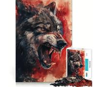 Rompecabezas para Adultos Lobo Negro Salvaje de 1000 Piezas Juego de ingenio para Relajarse mentalmente Artículo de Santa Claus (38x26cm)