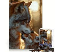 Rompecabezas para Adultos Lobo y Cachorro de 1000 Piezas Desarrolla la Inteligencia y la Habilidad Tranquilo (38x26cm)