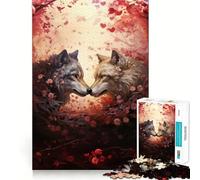 Rompecabezas para Adultos Lobos Enamorados de 1000 Piezas,Ideal para desarrollar la Memoria Diseño Estable,sin Piezas Que se muevan Compacto y Divertido para Jugar en Familia (38x26cm)