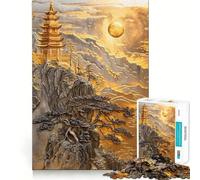 Rompecabezas para Adultos Majestuosidad del Templo de la Montaña de 1000 Piezas Juguete para ejercitar la Mente, Juego Relajante, diseño y Montaje Regalo increíble (38x52cm)