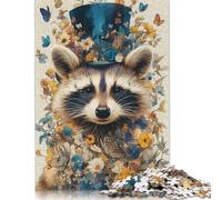 Rompecabezas para Adultos Mapache, el Bandido Elegante, 500 Piezas, Rompecabezas de Madera para Adultos Mayores de 18 años, Juego desafiante (52 x 38 cm)