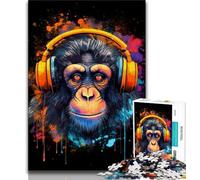 Rompecabezas para Adultos Monkey DJ Music Puzzles 1000 Piezas para Adultos, Juguetes educativos, Juegos para aliviar el estrés, interacción Entre Padres e Hijos, 75x50cm