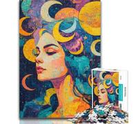 Rompecabezas para Adultos Moon Woman de 1000 Piezas para Adolescentes, decoración de Pared, cumpleaños y Navidad, Adecuado para 14 y 50x75cm