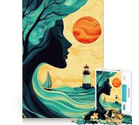 Rompecabezas para Adultos Mujer,Árbol y Mar,1000 Piezas,para desarrollar la Memoria,Ajuste Estable,sin Piezas Que se muevan,Compacto,Ideal para Jugar en Familia (50x75cm)