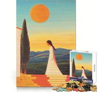 Rompecabezas para Adultos Mujer Caminando al Atardecer 1000 Piezas Ejercicio Inteligente Tiempo de Descanso Relajante Bordes precisos Regalo navideño (38x26cm)