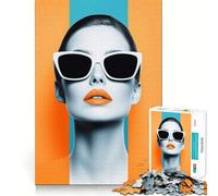 Rompecabezas para Adultos Mujer con Gafas de Sol de 1000 Piezas Diversión para desarrollar la Memoria Ajuste Estable Sin Piezas Que se muevan Compacto Ideal para Jugar en Familia (38x26cm)