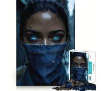 Rompecabezas para Adultos Mujer con Ojos Azules y máscara de Mezclilla,1000 Piezas,Divertido,para Aumentar la concentración,tamaño Uniforme,Piezas precisas,Actividad para Fortalecer los Lazos