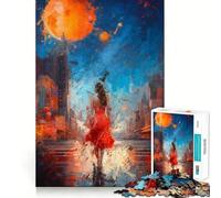 Rompecabezas para Adultos Mujer con Vestido Rojo de 1000 Piezas Ideal para desarrollar la Memoria Diseño Estable,sin Piezas Que se muevan Compacto y Divertido para Jugar en Familia (38x52cm)
