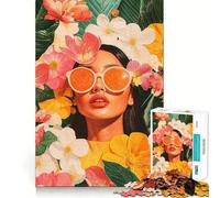 Rompecabezas para Adultos Mujer Entre Flores de 1000 Piezas Juego de Ejercicios de Pensamiento Ajuste Espacios Actividad para Fortalecer los Lazos Familiares (50x75cm)
