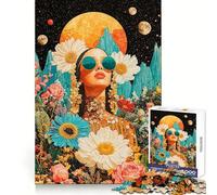 Rompecabezas para Adultos Mujer Entre Flores y Estrellas de 1000 Piezas Desarrolla la Capacidad analítica, es Ideal para Relajarse y Disfrutar del Invierno (50x75cm)