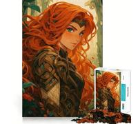 Rompecabezas para Adultos: Mujer guerrera Pelirroja en el Bosque, 1000 Piezas, Juguete para ejercitar la Mente, pasatiempo Tranquilo, diseño, Montaje, Regalo navideño (38x26cm)