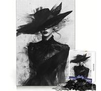 Rompecabezas para Adultos Mujer misteriosa de Negro de 1000 Piezas Juguete para ejercitar la Mente, Relajante y fácil de armar ¡Un Regalo increíble! (38x52cm)