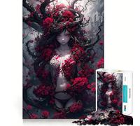 Rompecabezas para Adultos Mujer Sexy Entre Rosas de 1000 Piezas Fortalece la Memoria Arte de Bordes limpios y tranquilos Coleccionable 50x75cm