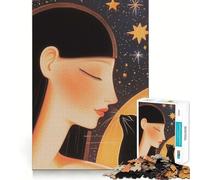 Rompecabezas para Adultos Mujer y Gato bajo Las Estrellas,1000 Piezas,para desarrollar la Memoria,Ajuste Estable,sin Piezas Que se muevan,Compacto,Ideal para Jugar en Familia (50x75cm)