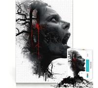 Rompecabezas para Adultos Mujer Zombi Doble exposición de 1000 Piezas Juego para estimular la Mente Diseño Ajustado sin Huecos Regalo de cumpleaños Juguete para ejercitar la Mente (38x26cm)
