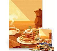 Rompecabezas para Adultos Naturaleza Muerta con panqueques y café 1000 Piezas para un desafío de Pensamiento Diversión Tranquila Sin Bordes ásperos Regalo Festivo (38x26cm)