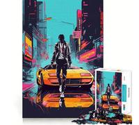 Rompecabezas para Adultos Neon City Nights de 1000 Piezas Juguete para ejercitar la Mente, Juego Relajante, diseño y Montaje Regalo increíble (38x26cm)
