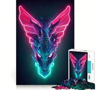 Rompecabezas para Adultos Neon Cyber Dragon de 1000 Piezas, Juguete para ejercitar la Mente, Juego Relajante, diseño y Montaje, Regalo increíble (38x52cm)