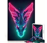 Rompecabezas para Adultos Neon Cyber Dragon de 1000 Piezas, Juguete para ejercitar la Mente, Juego Relajante, diseño y Montaje, Regalo increíble (38x52cm)