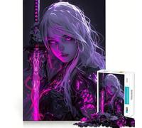 Rompecabezas para Adultos Neon Demon Girl de 1000 Piezas Fortalece la Memoria Divertido y Relajante Regalo Ideal para Festivales (38x52cm)