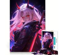 Rompecabezas para Adultos Neon Demon Girl de 1000 Piezas, Juguete de lógica Afilada para aliviar el estrés, Arte Coleccionable de Corte preciso (38x52cm)