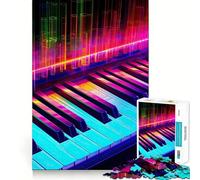 Rompecabezas para Adultos Neon Glow Techno Piano de 1000 Piezas, Juguete de lógica Afilada para aliviar el estrés, Arte de Corte preciso, Coleccionable (50x75cm)