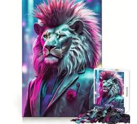 Rompecabezas para Adultos Neon Punkrock Lion de 1000 Piezas, Juguete para desafiar la Mente, Tiempo de relajación, Corte de Calidad, Regalo preciado (38x52cm)