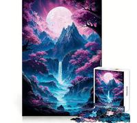 Rompecabezas para Adultos Neon Sakura Mountain Falls de 1000 Piezas, Juguete de lógica Afilada para aliviar el estrés, Arte Coleccionable de Corte preciso (38x26cm)