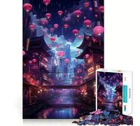 Rompecabezas para Adultos Neon Tokyo Sakura Street de 1000 Piezas, Juguete de lógica Afilada para aliviar el estrés, Arte Coleccionable de Corte preciso (50x75cm)