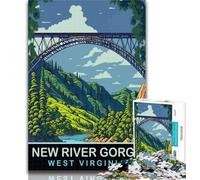 Rompecabezas para Adultos New River Gorge, 1000 Piezas, Ideal para aliviar el estrés, desafío difícil, decoración única para el hogar y Regalos, 75x50cm