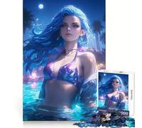 Rompecabezas para Adultos Night Pool Anime Girl de 1000 Piezas, Juguete de lógica Afilada para aliviar el estrés, Arte Coleccionable de Corte preciso (38x52cm)