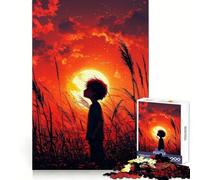 Rompecabezas para Adultos Niño contemplando la Puesta de Sol en el Campo de 1000 Piezas Creativo, Relajante, con Bordes precisos Sorpresa navideña (38x52cm)