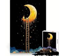 Rompecabezas para Adultos Niño en la Luna con Escalera a Las Estrellas de 1000 Piezas Actividad Cerebral Entretenimiento Ligero Corte preciso Regalo Creativo (38x52cm)