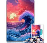Rompecabezas para Adultos: Olas al Atardecer, Rompecabezas para Adolescentes, para aliviar el estrés, Pasar el rato y entretenerse, interacción Entre Padres e Hijos (tamaño 38x26cm)