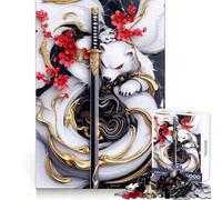 Rompecabezas para Adultos Oso Blanco Samurai Polar 1000 Piezas Habilidad analítica Ocio Relajado Unión Ajustada Regalo de Invierno (50x75cm)