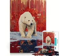 Rompecabezas para Adultos Oso Polar enjaulado sobre Hielo, 1000 Piezas, Rompecabezas para ejercitar la Mente, relajación Mental, patrón de ensamblaje, artículo de Santa Claus (38x52cm)