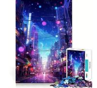 Rompecabezas para Adultos Paisaje de Ciudad Nocturna de 1000 Piezas, Juguete de lógica Afilada para aliviar el estrés, Arte de Corte preciso, Coleccionable (50x75cm)