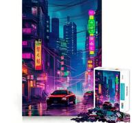 Rompecabezas para Adultos Paisaje de Ciudad Nocturna de 1000 Piezas Juguete para desafiar la Mente Tiempo de relajación Corte de Calidad Regalo Ideal (38x26cm)